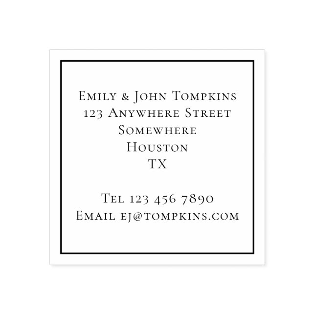 Tampons Encreurs Nom et Carré d'adresse de retour simple (Impression)