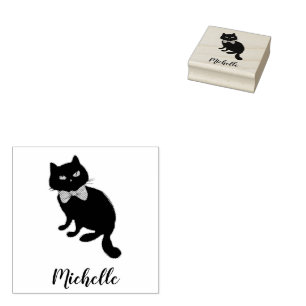 Tampons Encreurs Nom personnalisé Cute Éffrayant Chat noir Hallowee