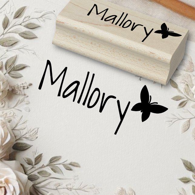 Tampons Encreurs Nom personnalisé Cute simple Papillon simple (Créateur téléchargé)