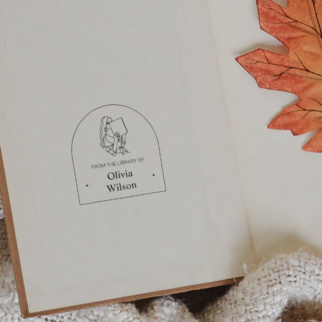 Tampons Encreurs Nom Personnalisé Femme Moderne De La Bibliothèque  (Custom Name Modern Woman From The Library Of Rubber Stamp)