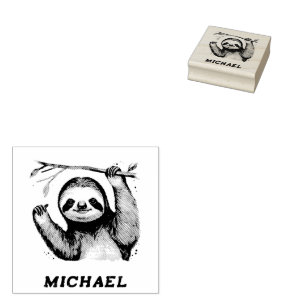 Tampons Encreurs Nom personnalisé Mélange Sloth sur une branche