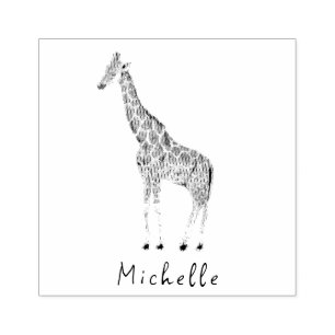 Tampons Encreurs Nom personnalisé Safari Animal Giraffe