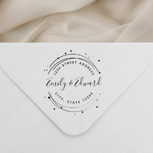 Tampons Encreurs Noms de calligraphie circulaire moderne Adresse de