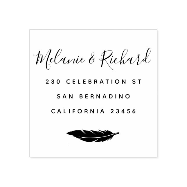 Tampons Encreurs Noms de mariage personnalisés Élégant Script & Plu (Impression)