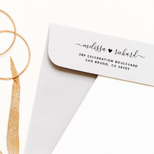 Tampons Encreurs Noms de script du coeur du mariage et adresse de r