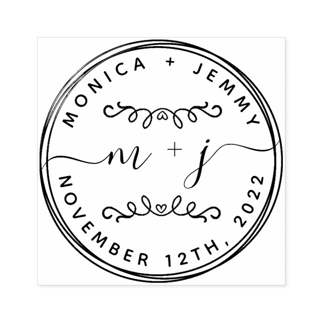 Tampons Encreurs Noms simples de Mariages classiques personnalisés (Impression)