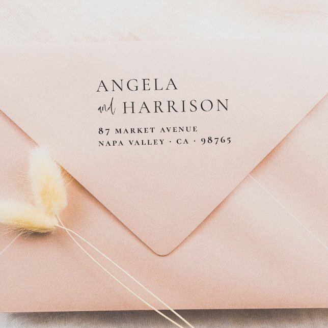 Tampons Encreurs Noms simples et élégants Mariage Adresse de retour (Rubber Stamp Mock-up)