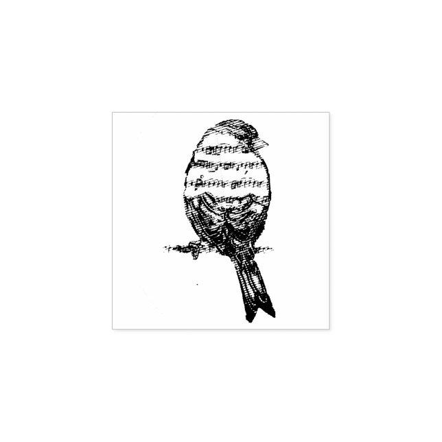Tampons Encreurs Note de musique chantant oiseau de chanson (Impression)