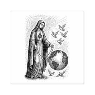 Tampons Encreurs Notre-Dame de Fatima avec Rosaire et le monde