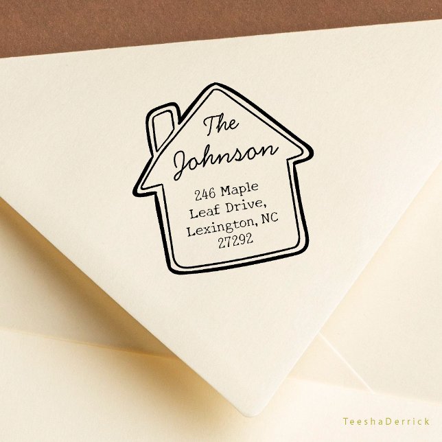 Tampons Encreurs Notre mignonne Nouvelle Maison Adresse de retour F (Our New House Announcement Cute Little Cottage or Wedding RSVP Return Address Rubber Stamp)