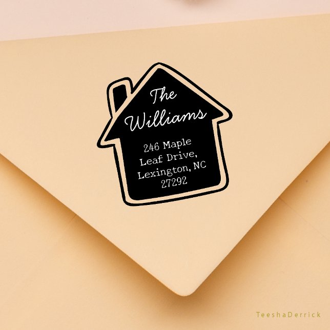 Tampons Encreurs Notre mignonne Nouvelle Maison Adresse de retour F (Our New House Announcement Cute Little Cottage or Wedding RSVP Return Address Rubber Stamp)