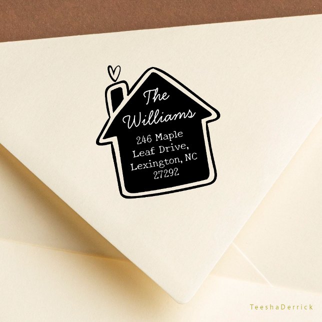 Tampons Encreurs Notre mignonne Nouvelle Maison Adresse de retour F (Our New House Announcement Cute Cottage Little Heart or Wedding RSVP Return Address Rubber Stamp)