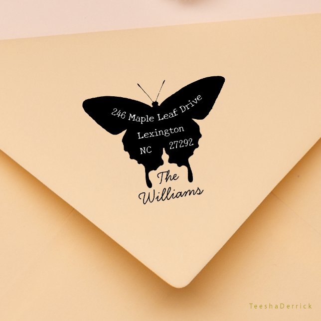 Tampons Encreurs Notre nouvelle maison Faire-part Adresse de retour (Our New House Announcement Cute Butterfly shape or Wedding RSVP Return Address Rubber Stamp)