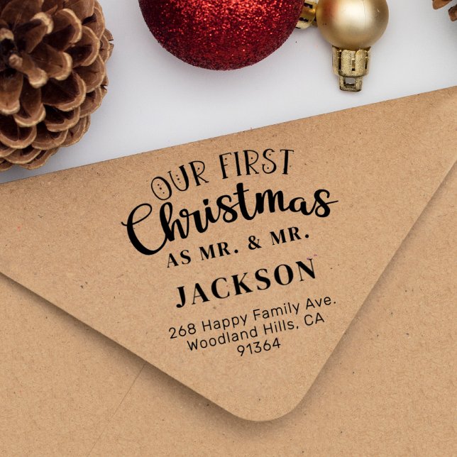 Tampons Encreurs Notre premier Noël MR & MR adresse de retour LGBTQ (Créateur téléchargé)