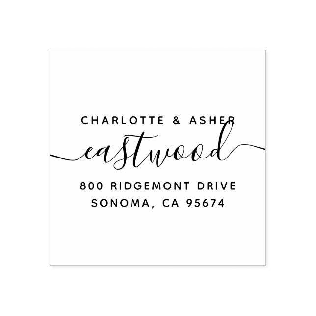 Tampons Encreurs Nouveau mariés Script Monogramme Adresse de retour (Impression)