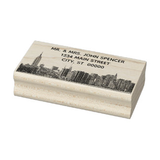 Tampons Encreurs NYC Wide Skyline Etted Name Adresse de retour