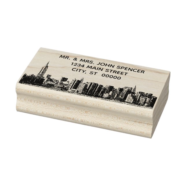 Tampons Encreurs NYC Wide Skyline Etted Name Adresse de retour (Tampon)