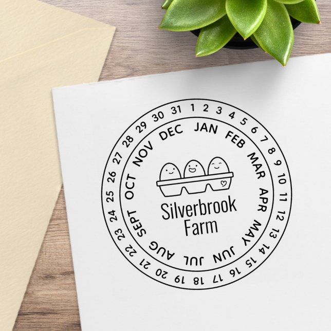 Tampons Encreurs Oeufs frais de ferme Carton Date Roue (Créateur téléchargé)