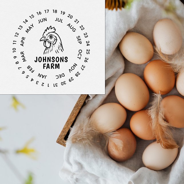 Tampons Encreurs Oeufs frais de ferme Carton Date Roue (Créateur téléchargé)