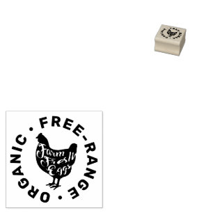 Tampons Encreurs Oeufs frais de ferme moderne Typographie Poulet