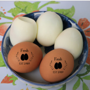 Tampons Encreurs Oeufs frais personnalisés modernes avec date Noir