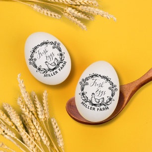 Tampons Encreurs OEufs frais Stamp de monogramme de couronne de fle