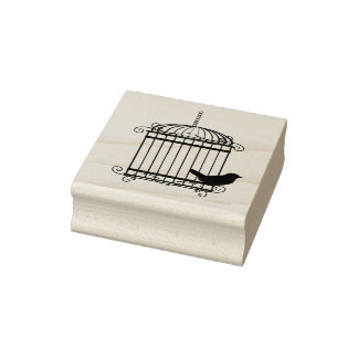 Tampons Encreurs Oiseau avec un timbre d'art en cage d'oiseaux