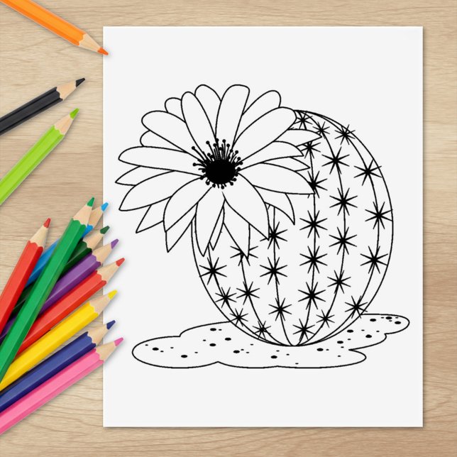 Tampons Encreurs Page Couleur Fleur Cactus (Créateur téléchargé)