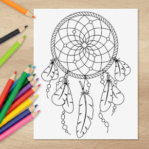 Tampons Encreurs Page de coloriage bohème attrape-rêves tribal