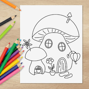 Tampons Encreurs Page de coloriage champignon fée fantaisiste