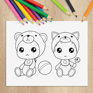 Tampons Encreurs Page de coloriage combinaison pour bébé jumeaux ch