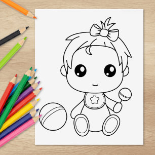 Tampons Encreurs Page de coloriage de combinaison pour bébé fille