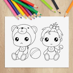 Tampons Encreurs Page de coloriage de combinaison pour bébé fille j