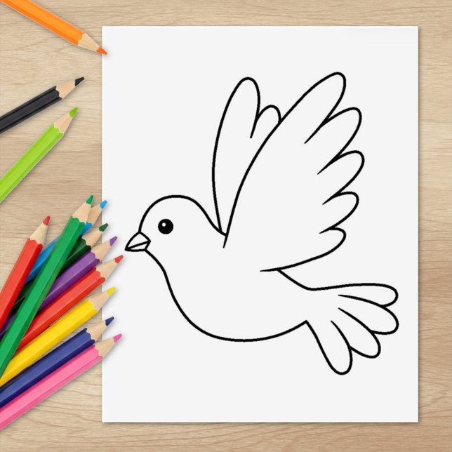 Tampons Encreurs Page de coloriage d'oiseaux de la colombe (Créateur téléchargé)
