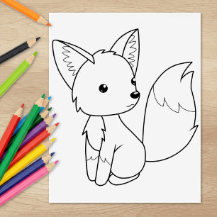 Tampons Encreurs Page de coloriage du renard mignon