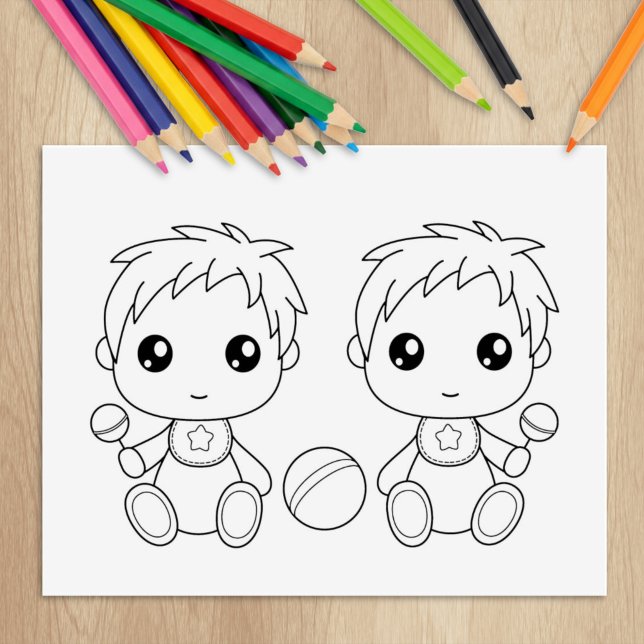 Tampons Encreurs Page de coloriage Twins Baby Boys (Créateur téléchargé)