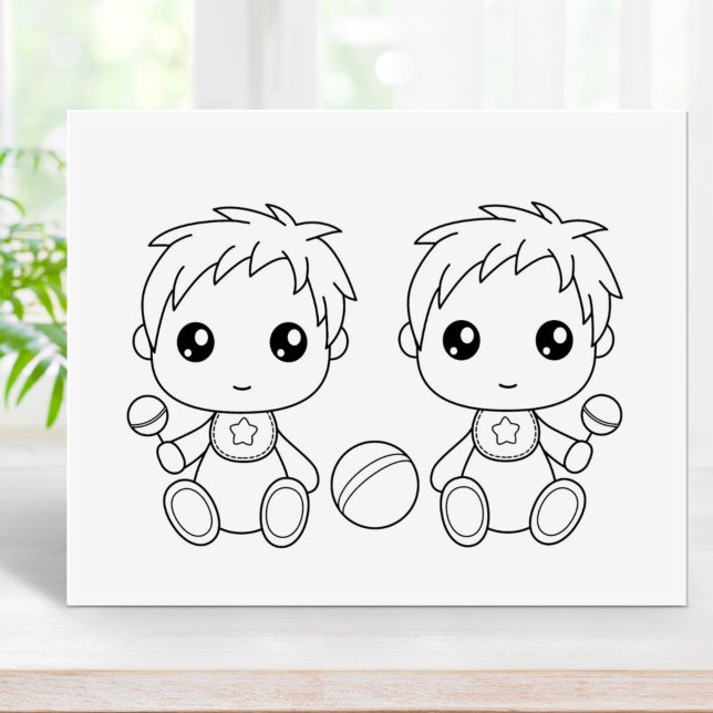 Tampons Encreurs Page de coloriage Twins Baby Boys (Créateur téléchargé)