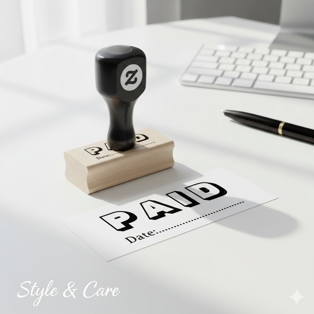 Tampons Encreurs Paid with Blank Date Wooden (Paid with Blank Date Wooden Rubber Stamp)