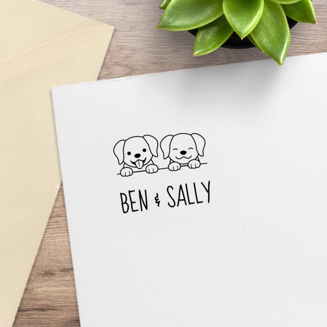 Tampons Encreurs Paire de chiens du Labrador Nom personnalisé (Créateur téléchargé)