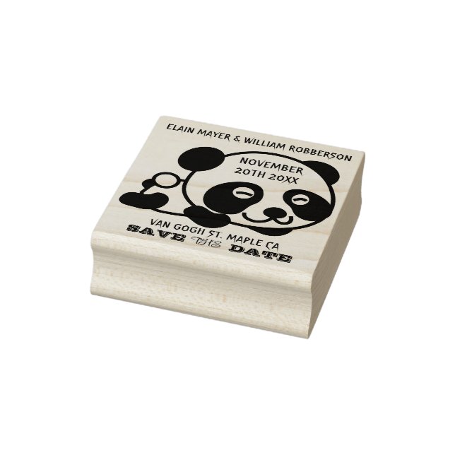 Tampons Encreurs Panda Cute personnalisable Enregistrer la date (Tampon)