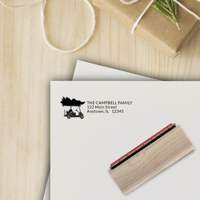 Tampons Encreurs Panier de golf avec arbre de Noël Adresse de retou (Créateur téléchargé)