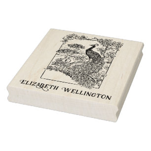 Tampons Encreurs Paon élégant dans le jardin Nom Initiale 