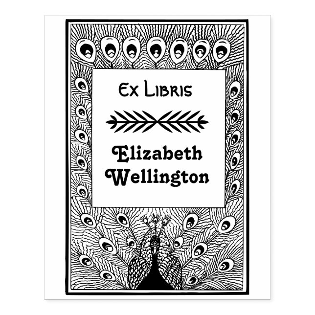 Tampons Encreurs Paon faisant la roue #3 Ex Libris Livre (Impression)