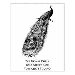 Tampons Encreurs Paon sur une Branche Adresse de l'expéditeur