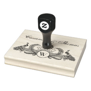 Tampons Encreurs Paons Vintage, Monogramme Initial des Noms de Coup