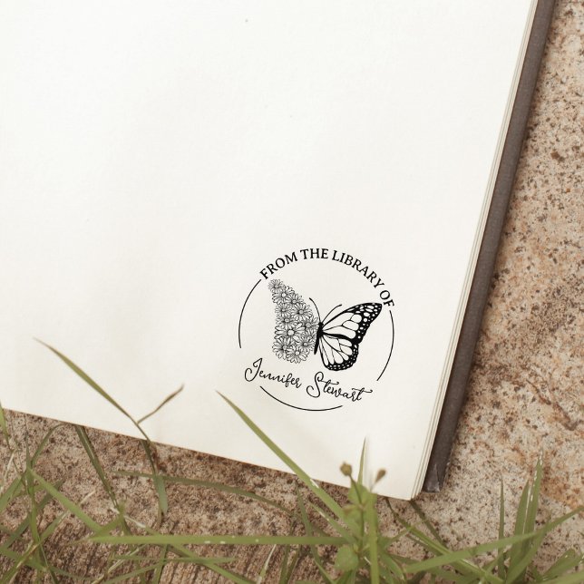Tampons Encreurs Papillon de fleur de bibliothèque de livre de scri (Créateur téléchargé)