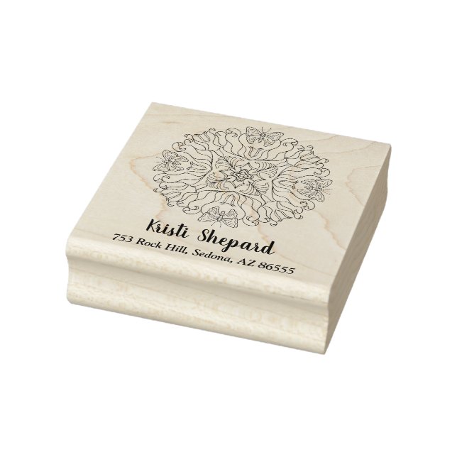 Tampons Encreurs Papillons & Fleur, Nom & Adresse, do-it-yourself (Tampon)