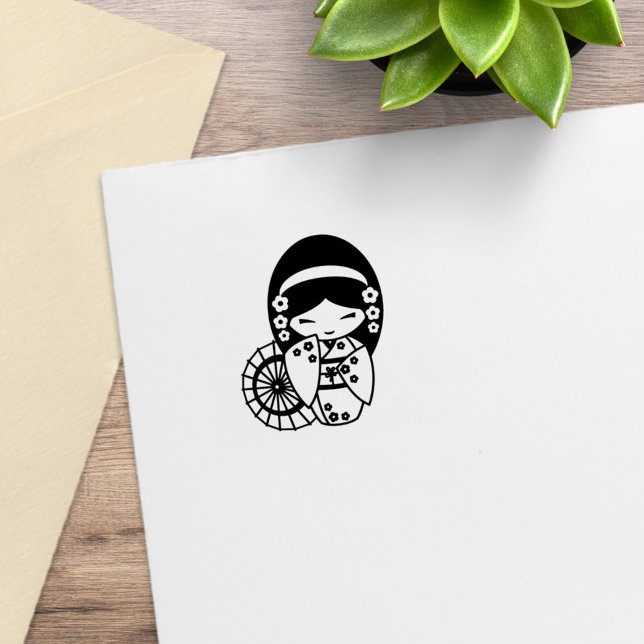 Tampons Encreurs Parapluie japonaise Geisha Girl en Kimono 2 (Créateur téléchargé)