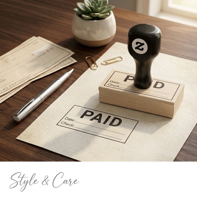Tampons Encreurs Payé sur mesure avec date et numéro de chèque en b (Custom Paid With Date And Check Office Wooden Rubber Stamp)