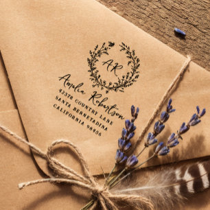 Tampons Encreurs Pays Fleurs sauvages et Bee Monogram Adresse rusti